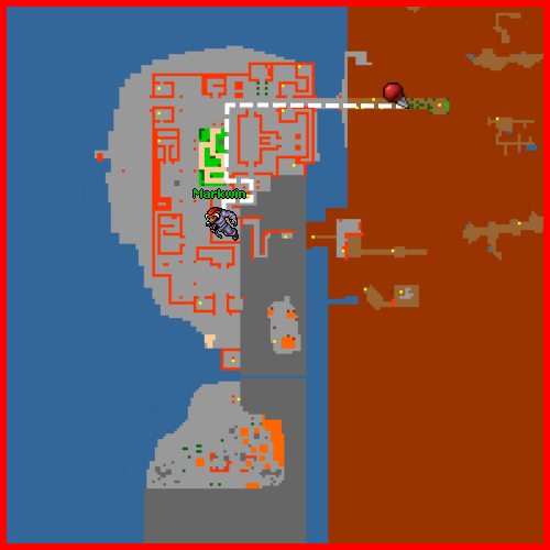Visão geral da chegada a Mintwallin e do setor central. Este mapa não marca individualmente a cômoda da Key 3650.