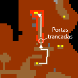 Corredor das duas portas: primeiro 3301, depois 3302. A imagem pertence à etapa dos mecanismos; não é um caminho de coleta na superfície.