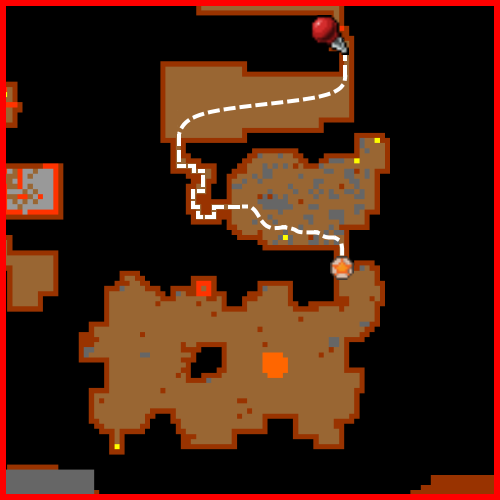 Continuação da rota após a porta dos minotauros. Este mapa não é a coleta da chave nem o teleport final.